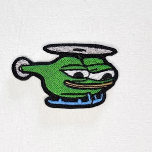 Parche de moral bordado con el helicóptero Happy Pepe, accesorio de Meme Frog