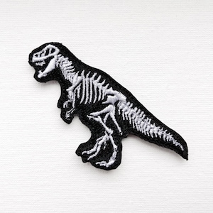 T-Rex Skeleton Embroidered Patch: Dinosaur Morale Patch (Hook and Loop Backed)