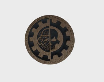 Mechanical Skull Lasercut Patch, 40K Morale Patches, military patch