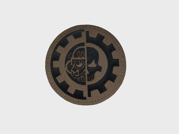 Mechanical Skull Lasercut Patch, 40K Morale Patches, military patch