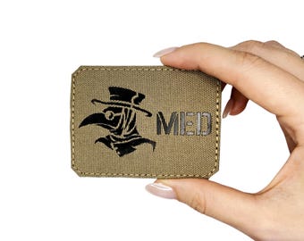 Steampunk Plague Doctor Patch, Gothic MED Lettering, Lasercut Nylon (7.7x6cm)