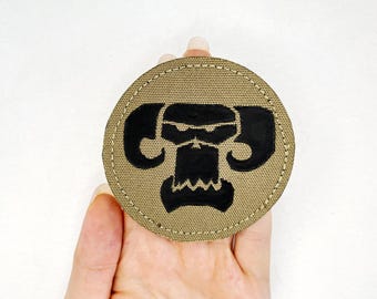Ork Skull 40K Morale Patch, Lasercut Nylon Fabric, Airsoft Gift (8cm)