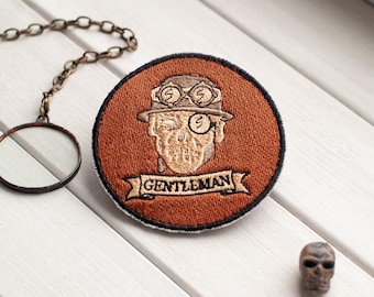 Steampunk Gentleman Embroidered Patch: Zombie Frankenstein Costume