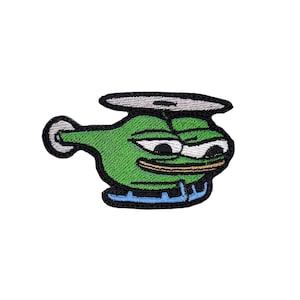Happy Pepe Helikopter Broderad Moral Patch, Meme Frog Gear Accessory
