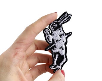 Medieval Bunny Embroidered Patch, Medieval Rabbit Patch, Medieval Creature Patch, Medieval Patch, Suffering Medieval Patch, Middle Ages Art