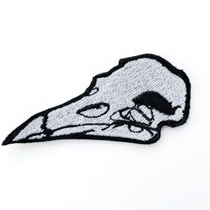 Gothic Embroidered Raven Skull Patch: Morale Applique