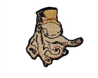 Steampunk Octopus Embroidered Patch: Victorian Style Morale Applique