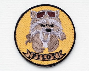 Embroidered Steampunk Raccoon Pilot Patch: Morale Costume Applique