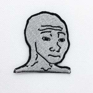 Wojak Feels Guy Embroidered Patch, Wojak Patch, Internet Meme Patches, Wojak Embroidery Patches, Feels Guy Patch, Wojak Meme Patch Boomanoid
