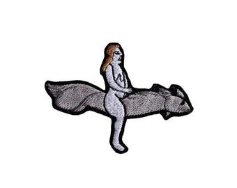 Medieval Flying Lady, Woman Riding Medieval Creature, Medieval Creature Patch, Medieval Patch, Suffering Middle Ages Patch, Middle Ages Art