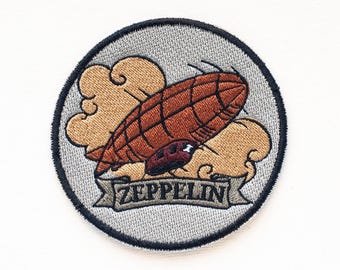 Zeppelin Steampunk Embroidered Patch: Victorian Airship Applique