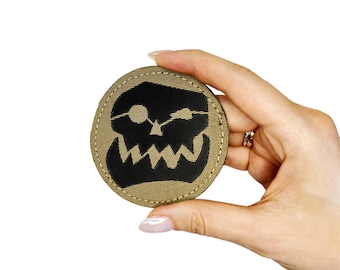 Ork Skull Morale Patch, 40K Lasercut Nylon, Airsoft Gift (8cm)