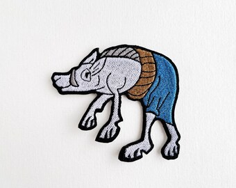 Medieval Boar Embroidered Patch: Funny Middle Ages Creature