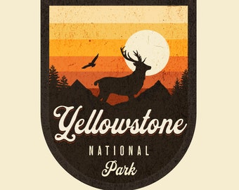 Yellowstone National Park Deer Silhouette PNG, Sublimation Design (Digital Download)