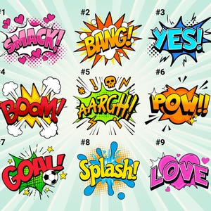 Custom Comic Action Text Logo Design Bundle - Ai , PNG, EPS, PDF | Fun Balloon Word Graphics for Any Theme