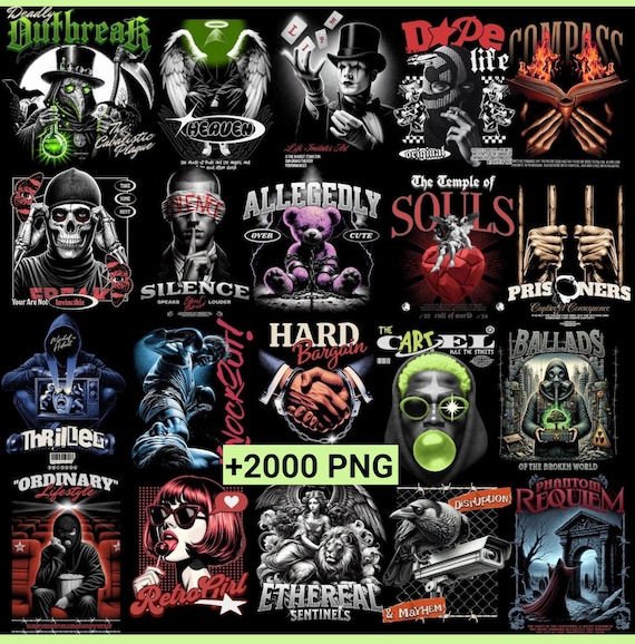 2000 + Streetwear PNG Designs, T-Shirt Design Bundle, Flower Streetwear Design Bundle, Urban T-Shirt Design Bundle