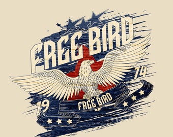 Freebird Eagle PNG, Rock and Roll Sublimation Design (Digital Download)