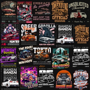 200 + High-Quality Car T-Shirt Design Bundle, JDM T-Shirt Graphics PNG, Perfect for Car Enthusiasts,streetwear png