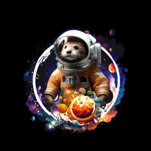 Otter Space png, Cute Sea Otter png, Funny Animal png, Otter Astronaut png