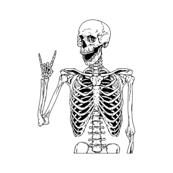 Halloween Skeleton on sign SVG PNG, Digital Print Downloadrock