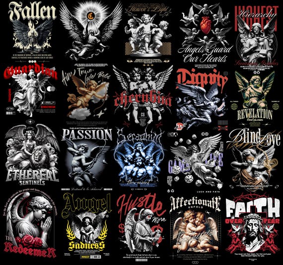 Angel Streetwear T-Shirt Designs: PNG Bundle (Digital Download)
