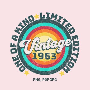 Vintage 1963 Men Women | Retro 1963 birthday | Limited Edition png