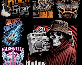 Rockband PNG Clipart-paket, urban streetwear-grafik (digital nedladdning)
