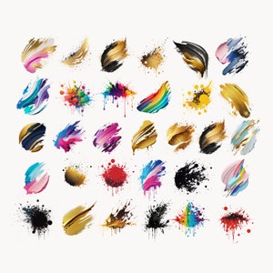 Paint Splatter Png Bundle, Paint Splats,Celestial png,