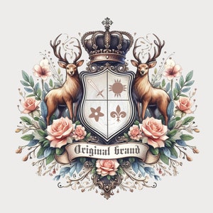 Customizable Family Crest Watercolor Design PNG Template, Heraldry Project, Unique Ancestry Gift, Heritage Craft Gift