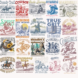 Western Cowboy PNG Bundle | Western PNG, Digital Download, T-Shirt Print Design