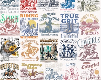 Western Cowboy PNG Bundle | T-Shirt Print Design (Digital Download)