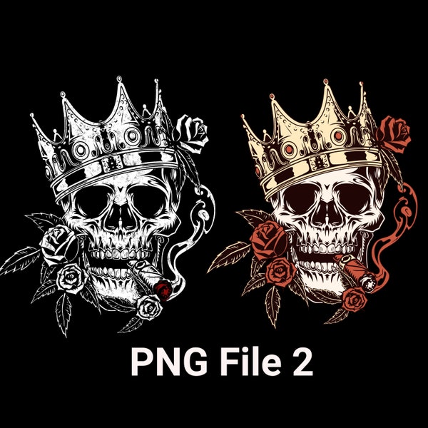 Skull King png, Skull With Crown png, Skull png, Skull Clipart, Skeleton King, skull flower png