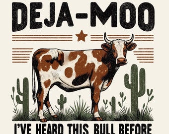 Deja Moo ウエスタンブル、ヴィンテージスタイル PNG (デジタルダウンロード)