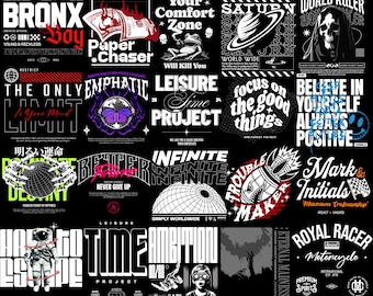 Vector PDF and PNG T-shirt Designs Bundle, Streetwear Designs