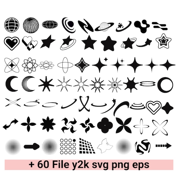 Y2K Attributes +60 File Svg,png,eps