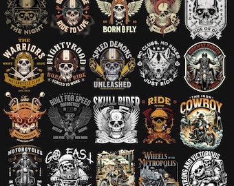 Biker Streetwear PNG Designs, Motorcycle Graphics Bundle (Digital Download)