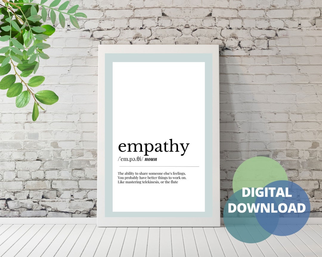 Empathy Definition Printable Wall Art, Dictionary Style Poster for Home