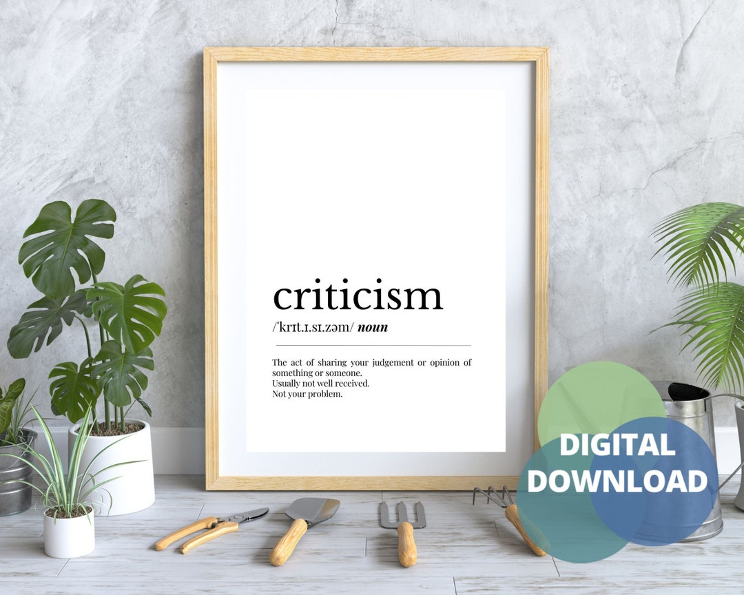 Criticism Definition Print, Dictionary Style Poster, Wall Art for Home
