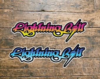 Lightining Bolt Surfboards Sticker Script Logo Blue Fade or Pink Fade 6" to 10" Die Cut waterproof Vinyl