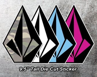 Volcom Stone Team Sticker XXL 9.5 "Surf Skate Snowboard Car Bumper Decals Camo