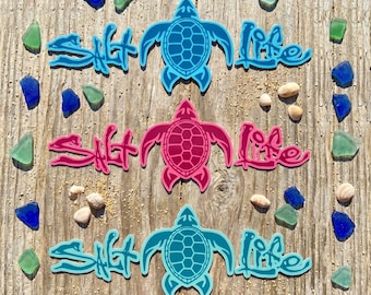 Salt Life Turtle Die Cut Sticker 10" 2 Color Print and Cut Ocean Sea Turtles