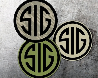 Sig Sauer Circle Firearms Die Cut Sticker 4" or 5.5" Pick your color Gun 1776 Black, Tan, Olive