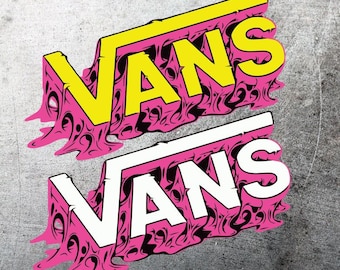 Vans Dripping Gooey Logo Die Cut Sticker 7" White or Yellow Decal
