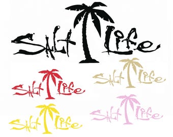 Salt Life Palm Tree Die Cut Vinyl Sticker 10" or 24"
