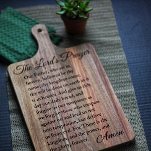 Lord's Prayer Engraved Wood Sign | Rustic Christian Scripture Wall Art