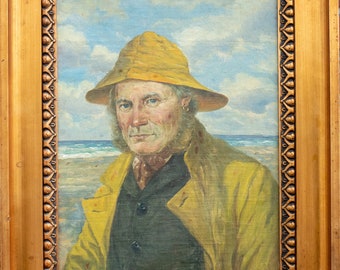 Danish artist Oluf Simony Jensen (1846-1916), Oil on canvas, portrait of fisherman