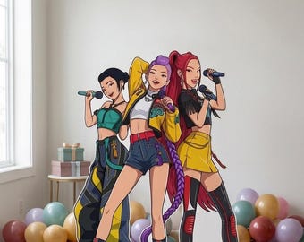 Hunter X K Pop Demon Hunters Standee Decorazione per feste di compleanno Sagoma in cartone Accessorio per cabina fotografica a grandezza naturale Download digitale