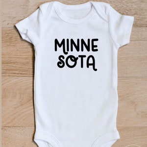 Minnesota White Short Sleeve Onesie® Midwest MN Pride gift for baby shower pregnancy reveal or birthday gift