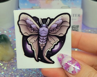 Mystical Moonlit Moth  • Holographic Vinyl Sticker Paper is Water Resistant • ONLY Glossy White Vinyl Stickerz Are WATERPROOF