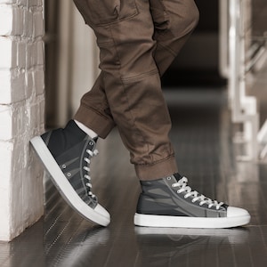 Grey Peaks - Men’s custom high top canvas shoes